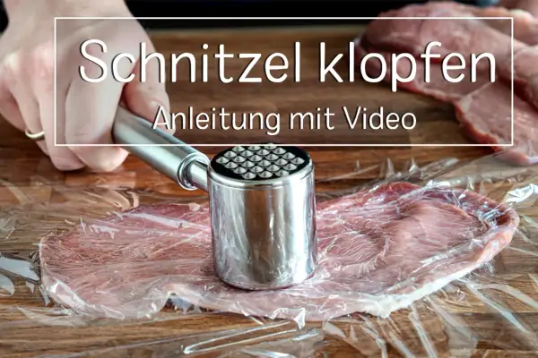 Fleischklopfer wird benutzt, um Schnitzel klopfen. Anleitung mit Video.